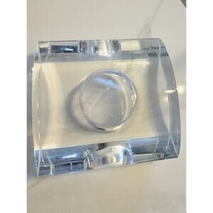 Oleg Cassini Heavy Square Modern Crystal Votive candle holder Signed 4x4 Inches